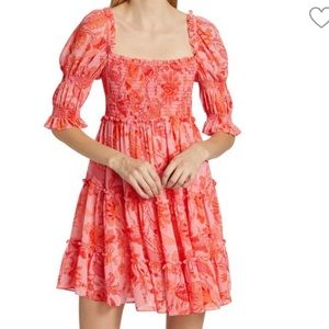 Cinq à Sept Jacky Puff-Sleeve Smocked Minidress